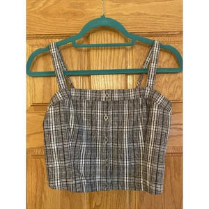 Hollister Plaid Spaghetti Strap Crop top Size Medium smocked back